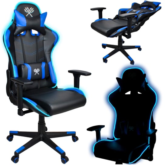 Fotel gamingowy ISO TRADE, LED, czarno-niebieski, 120x68x67 cm Iso Trade