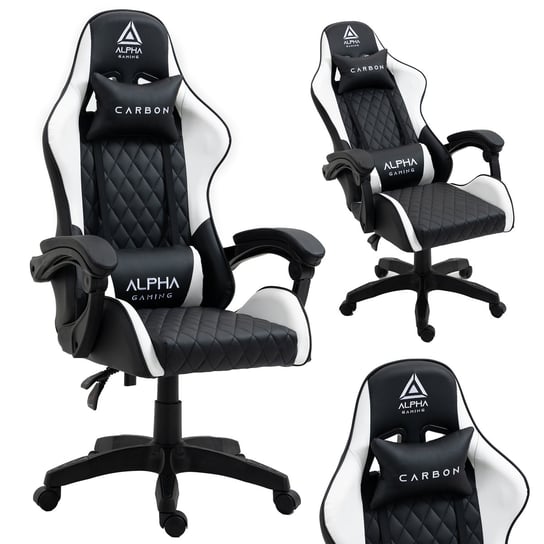 Fotel Gamingowy Krzesło gracza Alpha Gaming CARBON White Extreme