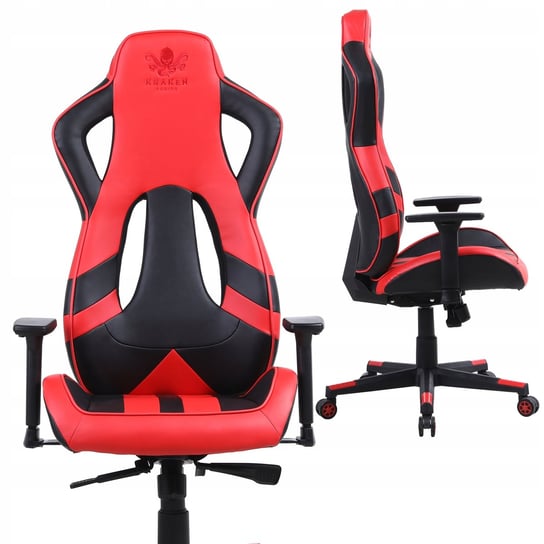Fotel GAMINGOWY Krzesło Obrotowe KRAKEN ALPHA SERIES czerwony czarny Kraken Chairs
