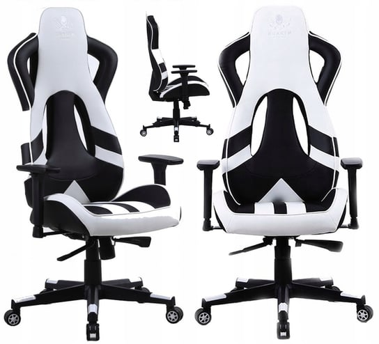 Fotel GAMINGOWY Krzesło Obrotowe KRAKEN ALPHA SREIES czarny biały Kraken Chairs
