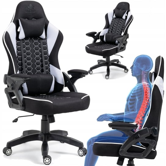 Fotel GAMINGOWY Krzesło Obrotowe KRAKEN FEYTON biały czarny Kraken Chairs