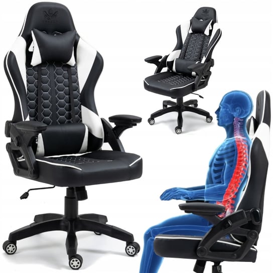 Fotel GAMINGOWY Krzesło Obrotowe KRAKEN FEYTON biały czarny Kraken Chairs