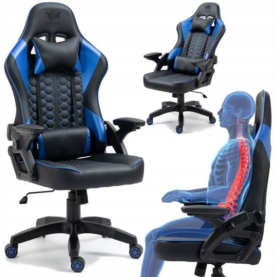 Fotel GAMINGOWY Krzesło Obrotowe KRAKEN FEYTON czarny niebieski Kraken Chairs