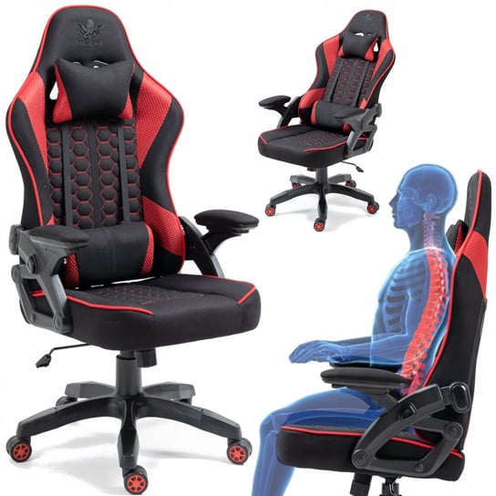 Fotel GAMINGOWY Krzesło Obrotowe KRAKEN FEYTON czerwony czarny Kraken Chairs