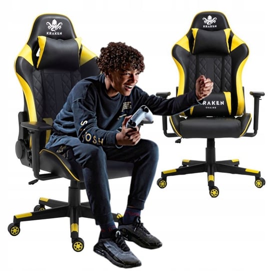 Fotel GAMINGOWY Krzesło Obrotowe KRAKEN HELIOS żółty czarny Kraken Chairs
