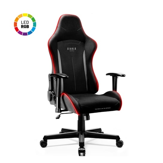 Fotel gamingowy LED Diablo X-STARTER: czarny ledowy, 7 kolorów RGB na pilota Diablo Chairs