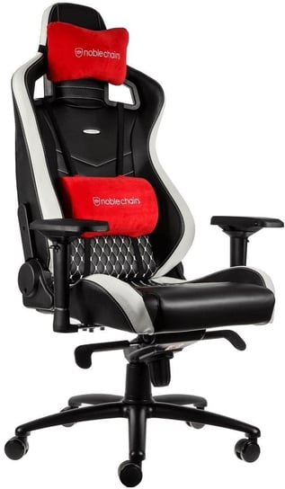 Fotel gamingowy NOBLECHAIRS Epic Real Leather, czarno-biało-czerwony, 131x84x84 cm Noble Chairs
