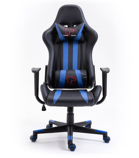 Fotel Gamingowy obrotowy F4G FG33 ergonomiczny - Czarno Niebieski FABRYKA MEBLI AKORD