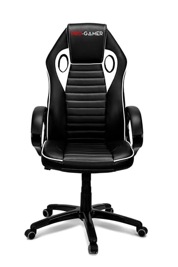 Fotel gamingowy PRO-GAMER Flame, czarno-biały, 63x74x130 cm PRO-GAMER