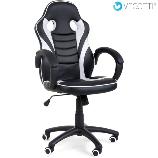 Fotel gamingowy VECOTTI Racer, czarno-biały Vecotti