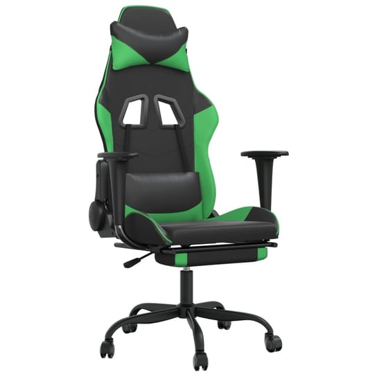 Fotel gamingowy z funkcją masażu, czarno-zielony, Inna marka