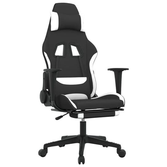 Fotel gamingowy z masażem 64x60 czarno-biały Inna marka