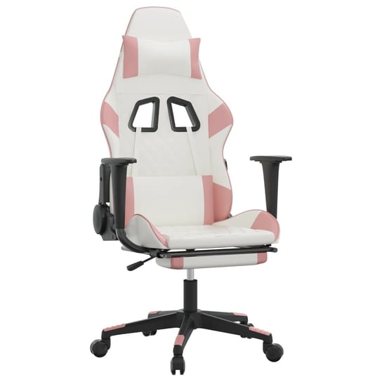 Fotel gamingowy z masażem - 64x60x127 cm, biały/ró Inna marka