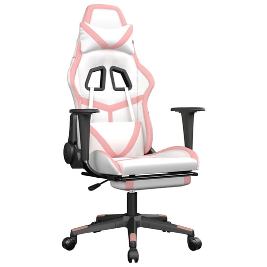 Fotel gamingowy z masażem, biało-różowy, 67x64x127 Inna marka