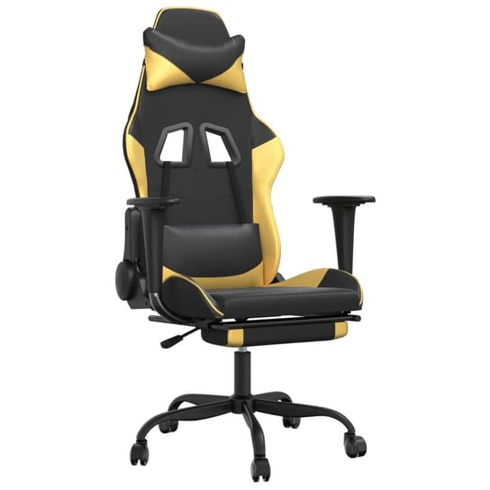 Fotel gamingowy z masażem, czarno-złoty, 66x56x(12 Inna marka