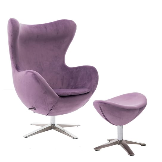 Fotel Jajo Velvet fioletowy z podnóżkiem D2.DESIGN