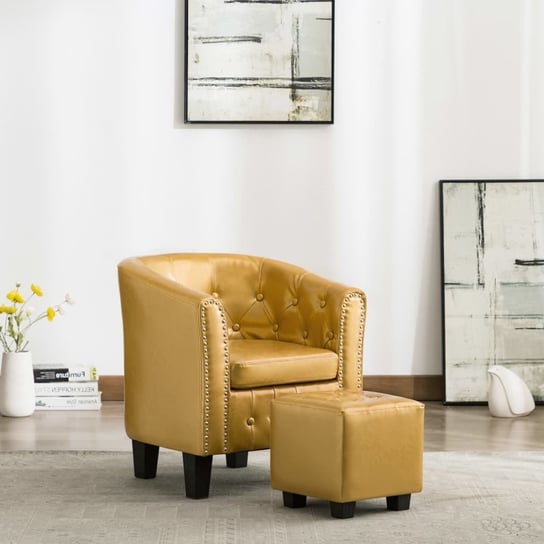 Fotel klubowy z podnóżkiem VIDAXL, złoty, 57x64x70 cm vidaXL