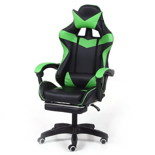Fotel komputerowy / gamingowy z podnóżkiem – czarno-zielony Hedo