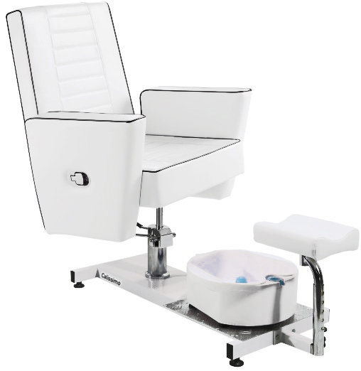 Fotel kosmetyczny do pedicure King odchylany z bąbelkowym masażerem stóp do salonu spa biały ENZO