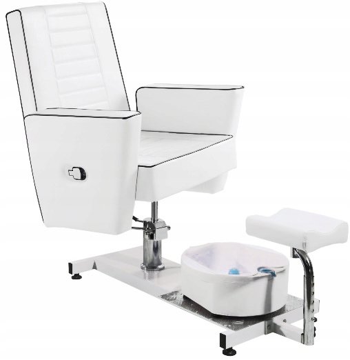 Fotel kosmetyczny do pedicure King odchylany z masażerem stóp do salonu spa biały ENZO