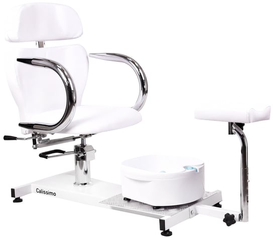 Fotel kosmetyczny do pedicure Prestiż odchylany z masażerem stóp do salonu spa biały ENZO