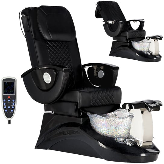 Fotel kosmetyczny elektryczny z masażem do pedicure stóp do salonu SPA czarny ENZO