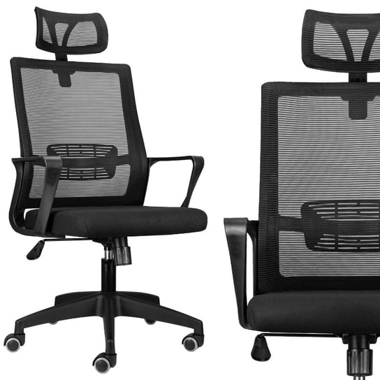 Fotel Krzesło Biurowy Obrotowy Czarny Do Biurka Z Mikrosiatką Szchara