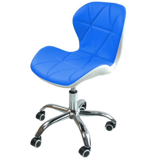 Fotel Krzesło Obrotowe Biurowe Skórzane Stylowe Niebiesko-Białe CHICCOT