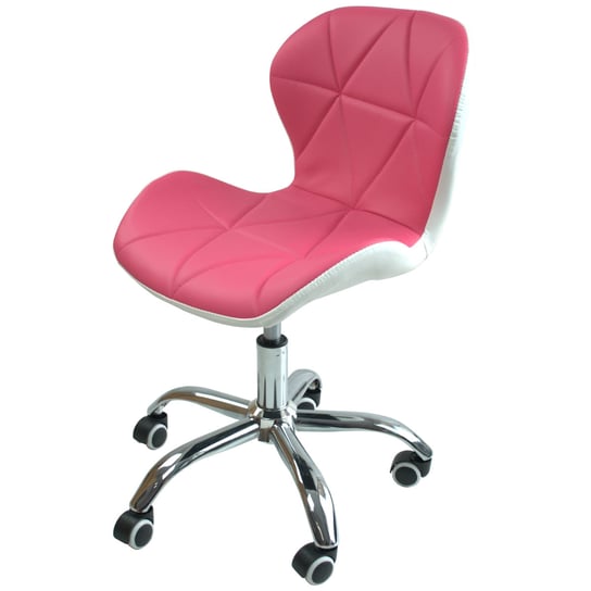 Fotel Krzesło Obrotowe Biurowe Skórzane Stylowe Różowo-Białe CHICCOT