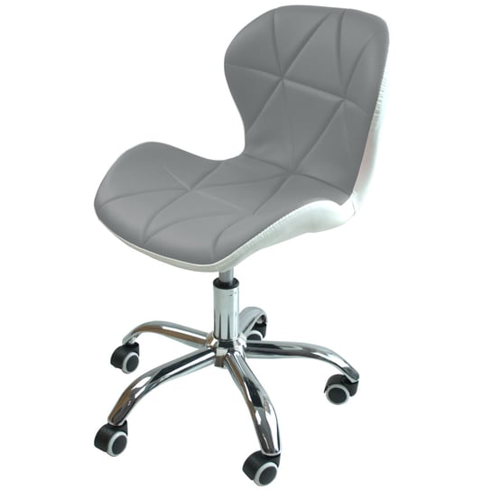 Fotel Krzesło Obrotowe Biurowe Skórzane Stylowe Szaro-Białe CHICCOT