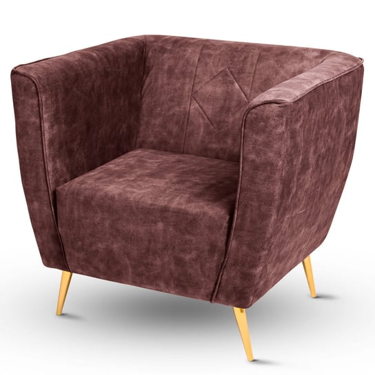 Fotel Lara z w kolorze fioletowo-brązowym ze złotymi nogami POSTERGALERIA