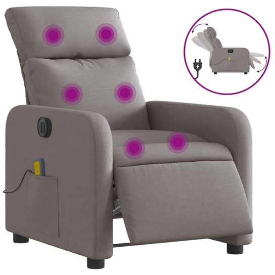 Fotel masujący elektryczny, 6-punktowy masaż, taup Inna marka
