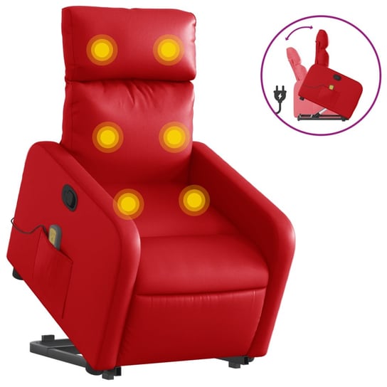 Fotel masujący z funkcją podnoszenia, czerwony, 66 Inna marka