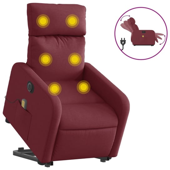 Fotel masujący z funkcją podnoszenia, kolor winna Inna marka