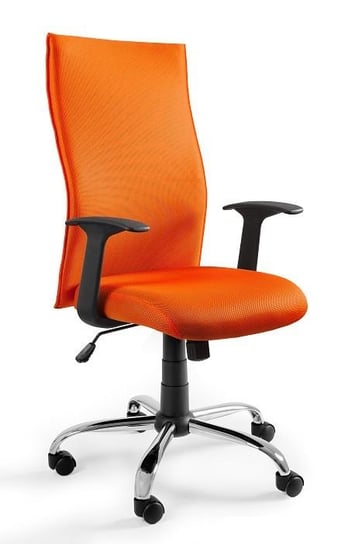 Fotel obrotowy, biurowy, Black on Black, tkanina, pomarańczowy Unique
