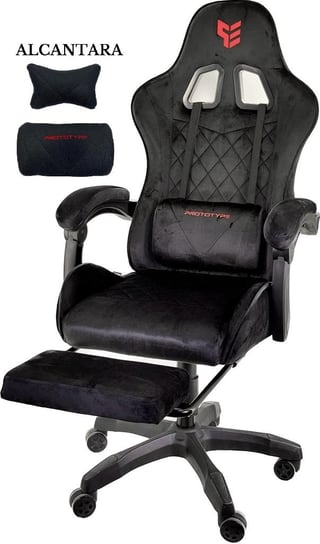 Fotel obrotowy gamingowy do biurka HERO POKER PRO BLACK ALCANTARA Prototype