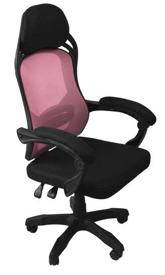 Fotel obrotowy, krzesło biurowe, oscar, czarny, różowy Topeshop