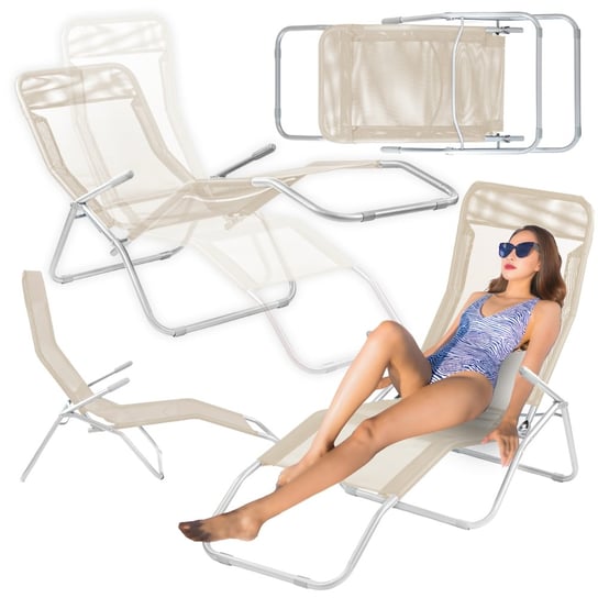 Fotel ogrodowy leżak plażowy grawitacyjny Crema inna (SANDOS)