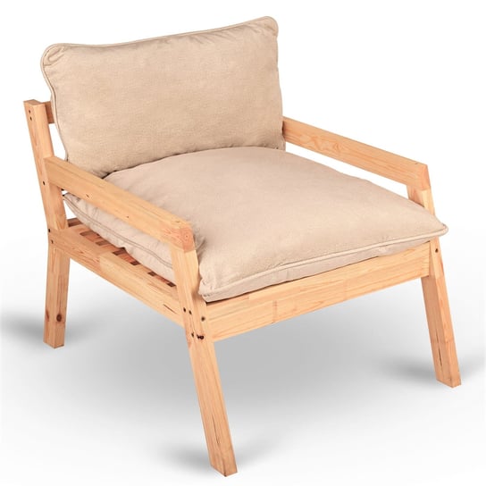 Fotel ogrodowy z drewna naturalnego SUNNY z poduszkami - krzesło ogrodowe drewniane POSTERGALERIA