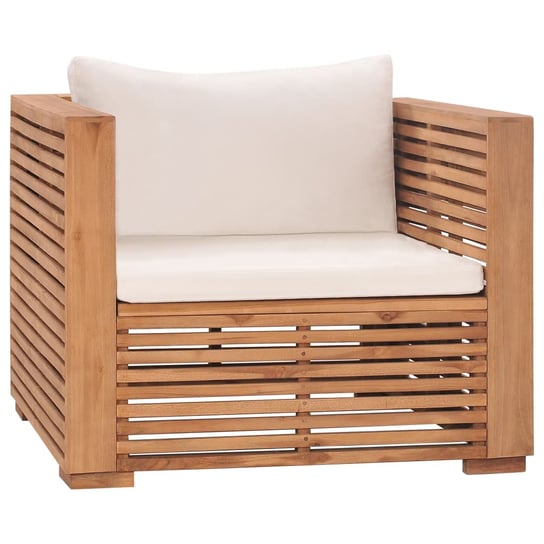 Fotel ogrodowy z kremowymi poduszkami, lite drewno tekowe vidaXL