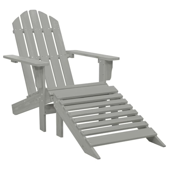 Fotel ogrodowy z podnóżkiem, drewniany, szary vidaXL