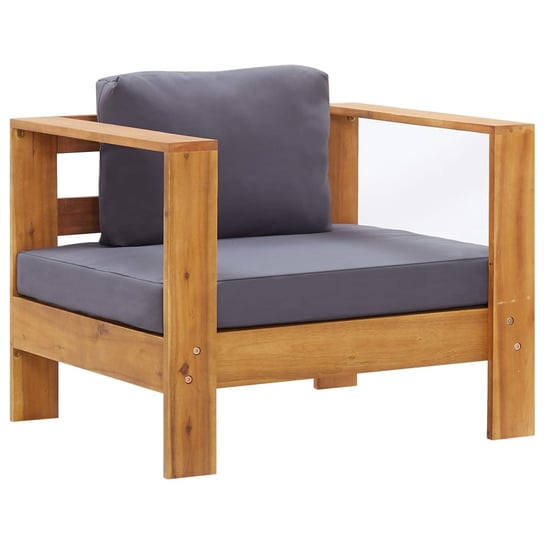 Fotel ogrodowy z poduszką, ciemnoszary, lite drewno akacjowe vidaXL