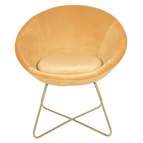 Fotel okrągły z poduszką na złotych nogach : Kolor - Żółty MIA home