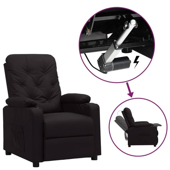Fotel podnoszony, rozkładany, czarny, sztuczna skóra vidaXL