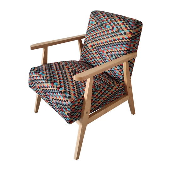 Fotel PRL buk w tkaninie Barcelona Scandi Home Style
