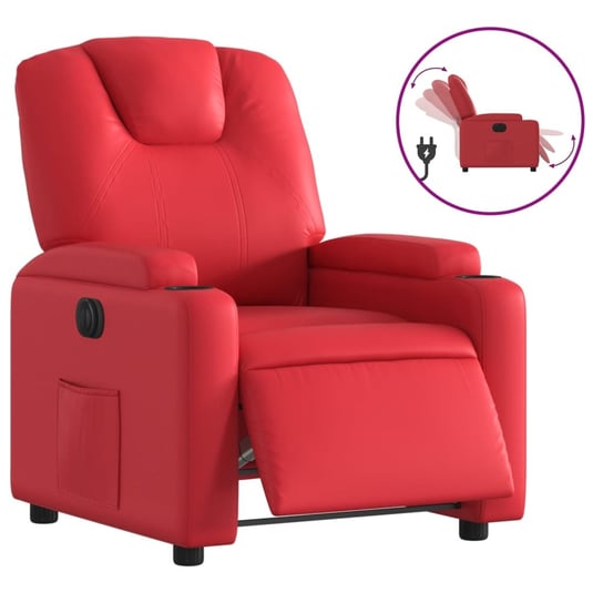 Fotel rozkładany elektryczny, czerwony, sztuczna s Inna marka