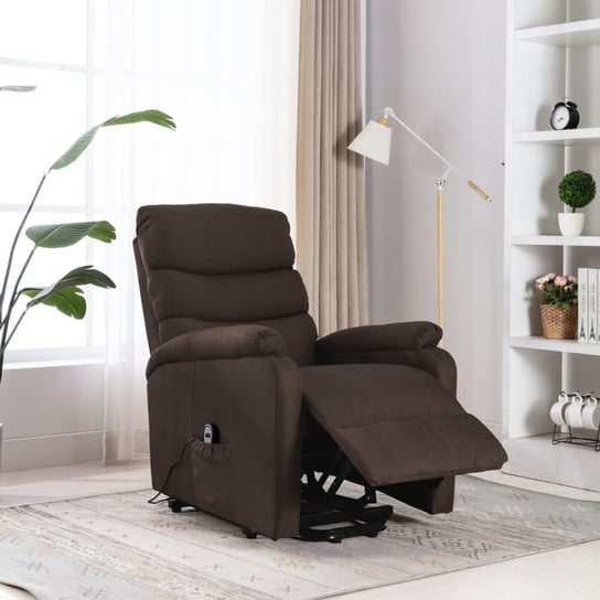 Fotel rozkładany, masujący, podnoszony, brązowy, tkanina vidaXL