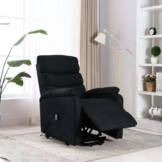 Fotel rozkładany, masujący, podnoszony, czarny, tkanina vidaXL