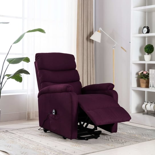 Fotel rozkładany, masujący, podnoszony, fioletowy, tkanina vidaXL