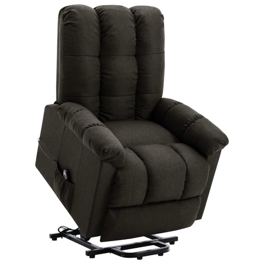 Fotel rozkładany, podnoszony, ciemnobrązowy, obity tkaniną vidaXL